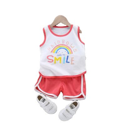 China New style summer casual cotton suit vest style girl shorts clothes baby boy suit children's sleeveless clothes for sale