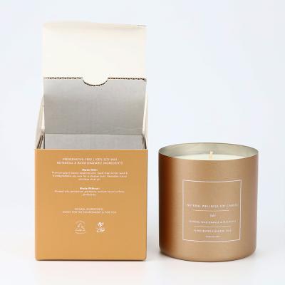 China Luxury Unique Private Label Scented Candle Makers Luxury Soy Wax In Metal Jar Gold Gift Set for sale