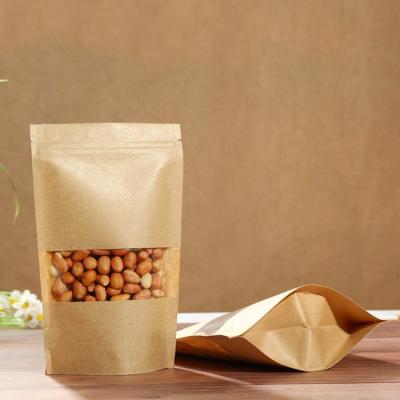 China Recycled Materials Customized Custom Printed Coffee Bags Holder Packaging Small Kraft Paper Bags With Window Zip Lock for sale