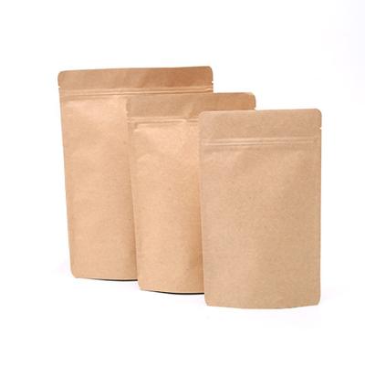 China Materials Recycled In Stock Resealable Pouch Printing Resealable Craft Food Packaging Zip Lock Kraft Paper Bag for sale