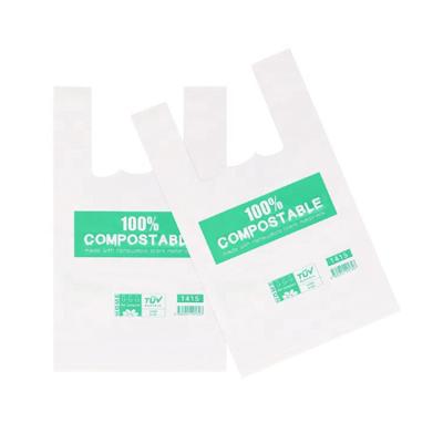 China Recyclable Custom 100% Compostable Supermarket Shopping Tote T Shirt Bag for sale