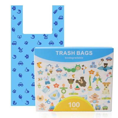 China Vest Bag Disposable Garbage Bags Made Scent Diaper Baby Trash Bags for sale