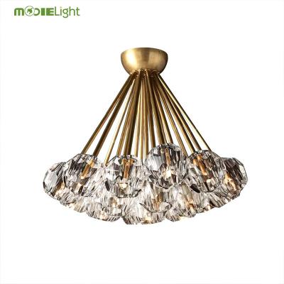 China Post Modern Clear Crystal Glass Flushmount Ceiling Light Kitchen Smoked Brass Crystal Ball Gold Dining Room G9 Hanging Lights for sale