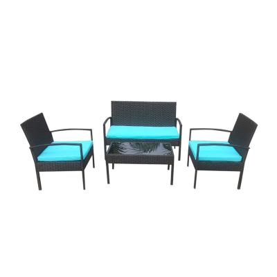 China Outdoor Furniture Sale Modern Cheap 4 Piece Wicker Rattan Set Garden Rattan Sofa Patio Outdoor Rattan Furniture for sale