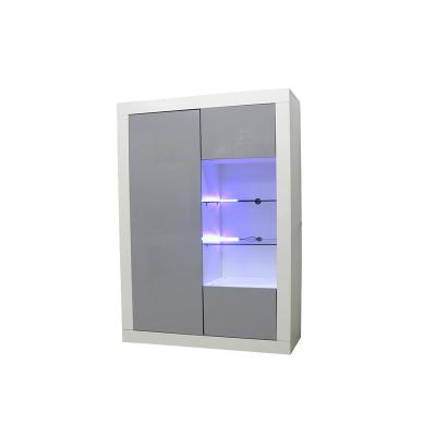 China (Size) Modern Adjustable LED TV Light Unit Cabinet Cupboard - Matt Body & High Gloss Gray Doors Sideboard for sale