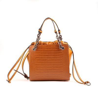 China 2020 Fashion Women's New Fake Crocodile Pattern Bag Metal Leather Chain 2020 Handles Satchel Handbag for sale