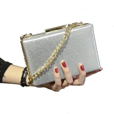 China AZB082 Fashion Square Shape Metal Frame Sparkle PU Chain Wholesale Ladies Leather Cosmetic Bag Evening Clutch Bags for sale