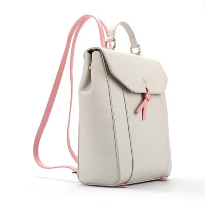 China New fashion 7461 beige foldable women's backpack wholesale anti-theft school PU leather backpack for sale