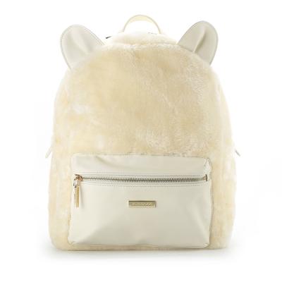 China Wholesale Latest Paparazzi's 7902 2021 Beige Anti-theft Fur Women Backpack For Lady With Animal Ear for sale