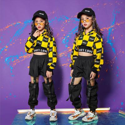 China High quality Hip Hop CCYH girls long sleeve dance costume 3pcs clothing set crop top+black sports trousers+vest kids girls clothing for sale