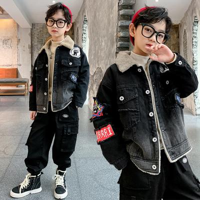 China CCYH new children's style winter casual boys winter coat denim autumn viable baby handsome alien plush winter coat for sale