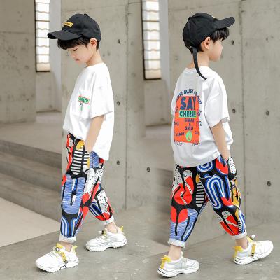 China HIGH STREET SXCCYH boys' summer shorts sleeved suit 2022 new two-piece college and university children's summer leisure suit for sale