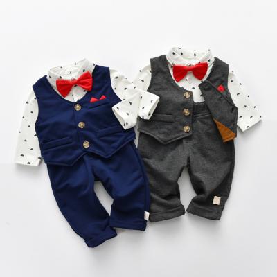 China CCYH Baby Boy Clothing Antibacterial Newborn Baby 3 Piece Suit Baby Romper+Vest+Cotton Long Sleeve Pants for sale