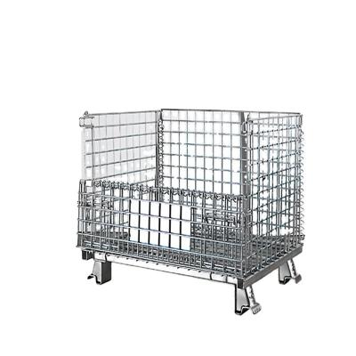 China Wire container for storage Bordeaux wine hot sale warehouse wire mesh pallet box collapsible stackable container factory price for sale for sale