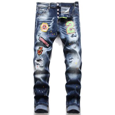 China Wholesale High Quality Breathable Locomotive Jeans Patches Button Fashion Plus Size Men Straight Jean Homme Jeans for sale