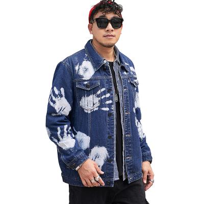 China Superb high quality viable plus size mens jacket denim jacket wholesale men destroy wash mens jackets for sale