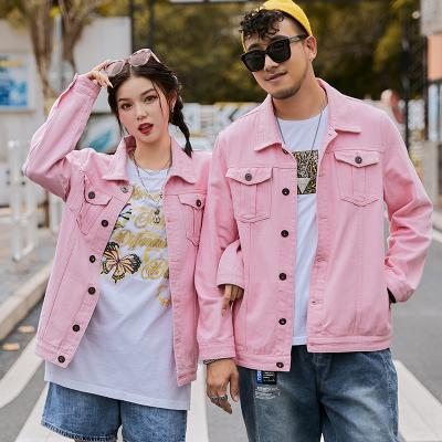 China Wholesale Price Couples Viable Custom Denim Jacket Plus Size Jeans Jacket For Men's Pink Jean Jackets For Women for sale