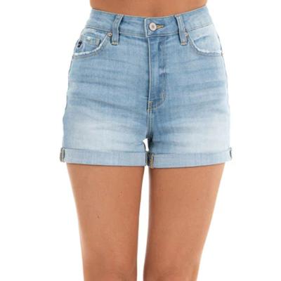 China OEM ODM Solid Button Straight Women's Pants Breathable Denim Shorts Ladies Mid Waist Short Jeans Mujer Mujer for sale