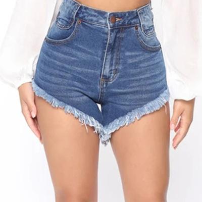 China Swallowtail Waist Jeans Moms Tassel Denim Shorts Pants Viable Custom Blue Women Pants High Tops Shorts Mujer for sale