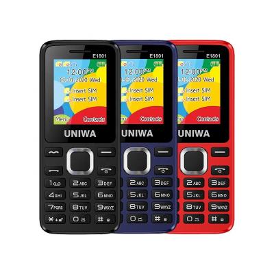 China Anti-slip Dual SIM Card UNIWA E1801 Dual SIM Card 2G Battery 800mAh Handphone telefon SC6531E CPU baratos celulares for sale