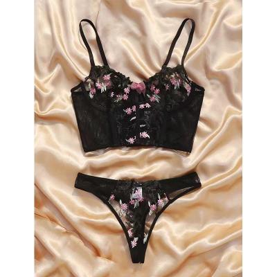 China European thin black lace bra sexy mature woman lingerie new sexy lingerie set and American size for women for sale