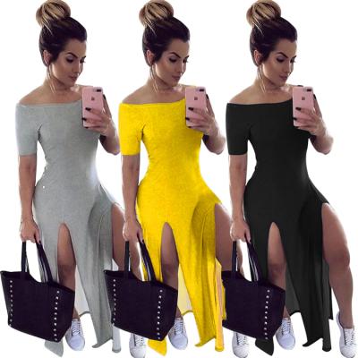 China Breathable Women Off Shoulder Maxi Dress Summer Long Casual Dresses for sale