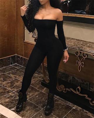 China Sustainable Ladies Long Sleeve Off The Shoulder Bodycon Jumpsuit One Piece Women Fall Clothing for sale