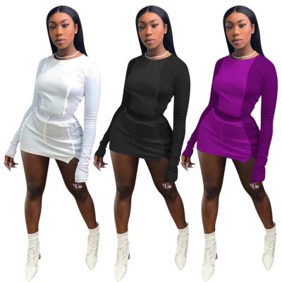 China Anti-Static Hot Selling Long Sleeve Tops Cute Mini Skirt Two Piece Sets Women Clothing for sale