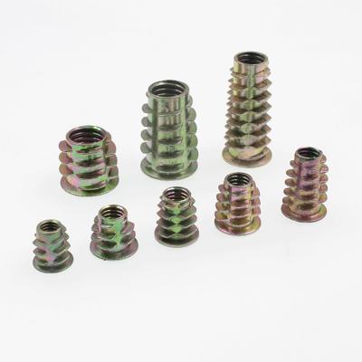 China wood furniture threaded m4 m6 m8 furniture wood insert nut zinc alloy screw threaded insert wood nut for sale