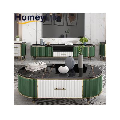 China Unveil Original Design Living Room Furniture Large Capacity Oval Marble Coffee Table for sale