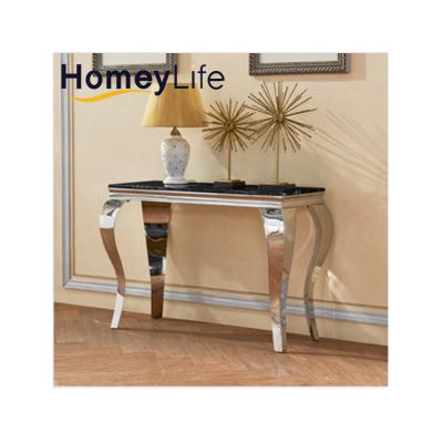 China Fixed Antique Silver Metal Height Wall Counter Marble Top Console Table For Hotel Door Entry for sale