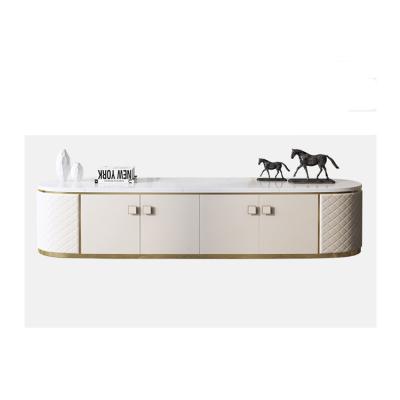 China Customized Modern Marble Top Light Luxury Living Room Furniture 4 Doors Space Saving TV Stands for sale