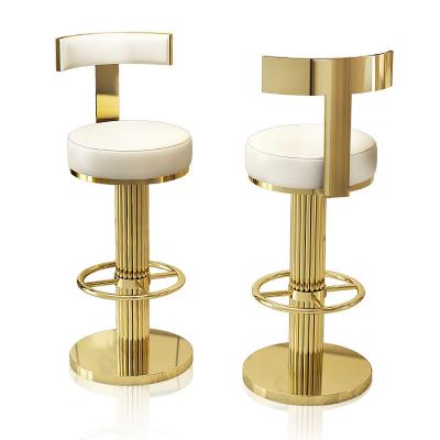 China Modern Nordic Luxury Kitchen Large Velvet Home Gold Bar Chair 360 Degree Metal Bar Stool Rotation Leather Chair High for sale