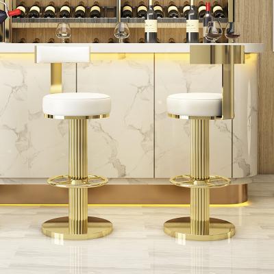 China 360 Degree Rotating Counter High Modern Nordic Lightweight Luxury Bar Stool Chair Stainless Steel Bar Chair for sale