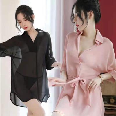 China Japanese sexy lingerie dress YG D108 women's sexy lingerie mature women new arrivals sexy chiffon transparent T-skirt for sale