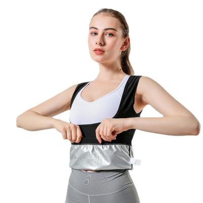 China Women Weight Loss Waist Trimmer Antibacterial Sauna Workout Shaper Waist Cincher Silver Sauna Slimming Sweat Vest Women for sale