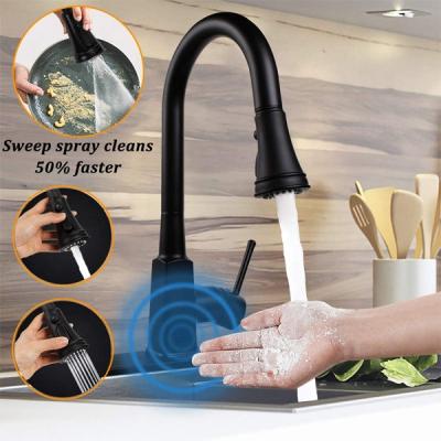 China Sense Faucets NZMAN Motion Sensor Touchless Hand Matte Black Single Handle Stainless Steel Pull Out Kitchen Faucet for sale