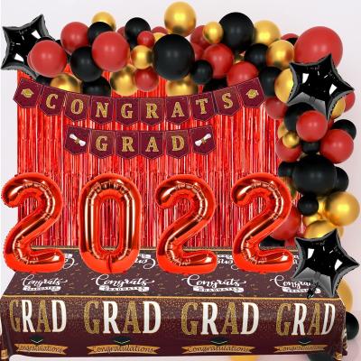 China Festival Decoration 2022 Selection Graduation Party Decoration 2022 Party Supplies Congratulations GRADUATES GRADUATE Banner Tablecloth Balloon Foil Fringe Curtains Backdrop University for sale