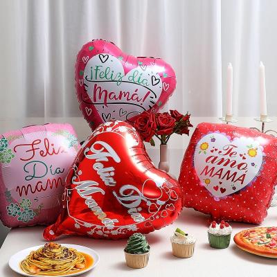 China Festival Decoration Pick Mother's Day Party Balloons Set Te Amo Mama Red Heart Shape Spanish Happy Birthday Balloon Foil Mother's Day Balloons for sale