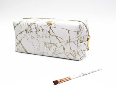 China Multifunctional Portable Leather Makeup Bag Nice Pocket Toiletry Marble PU Cosmetic Bags And Cases Fashion Waterproof For Women for sale