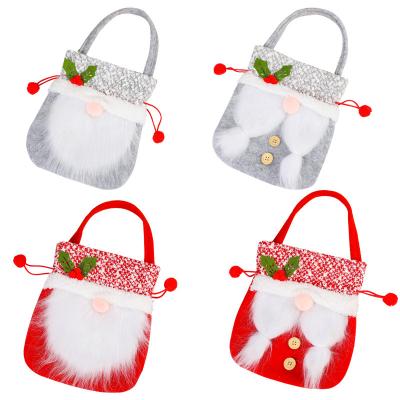 China YIWU ALLSHINE Xmas Navidad Christmas Gift Eco-Friendly Drawstring Gift Bag Soft Plush Santa Bag for sale