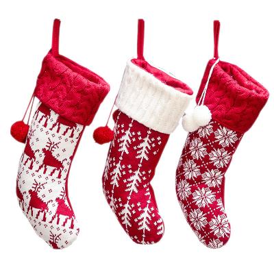 China YIWU ALLSHINE Eco-friendly Christmas Wool Stocking Home Decorations Hanging Gift Bag Reindeer Christmas Tree Knit Christmas Stocking for sale