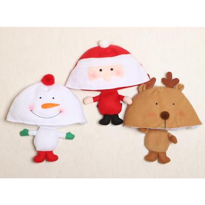 China Xmas Dceoration YIWU ALLSHINE Cartoon Plush Santa Hat Elk Snowman Plush Doll Christmas Soft Hats for sale