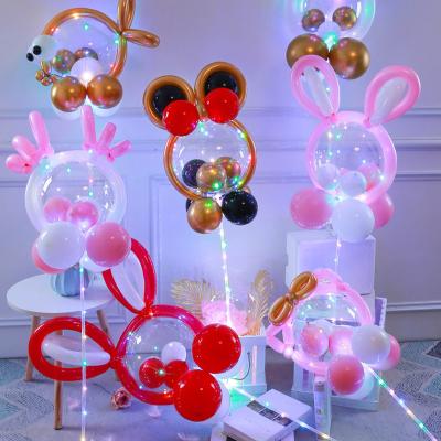 China Morden YIWU ALLSHINE Birthday Party Decorations Globos Cartoon Animals Shape Bobo Balloon Transparent DIY Led Light Balloons for sale