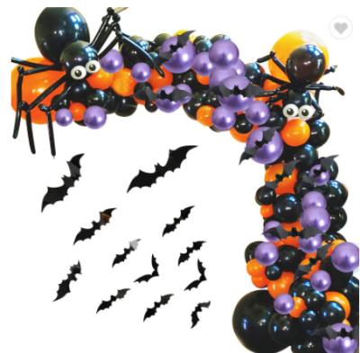 China Morden YIWU ALLSHINE 129pcs Halloween Birthday Party Decorations Balloon Garland Arch Set Black Spider Latex Balloon Arch for sale