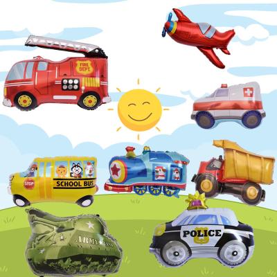 China YIWU ALLSHINE Train Truck Ambulance Automobile Foil Balloons Fire Truck Vehicles Cartoon Eco-friendly Material Balloons for sale