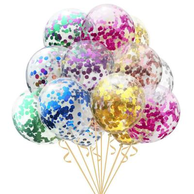 China YIWU ALLSHINE beautiful hot air balloon mixed colors gold glitter confetti balloons transparent latex balloon for sale