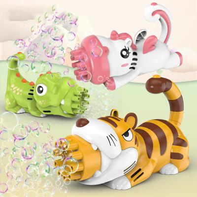 China Outdoor Toy Children's Funny Crocodile Unicorns Automatic Bubble Gun Toy Blowing Cartoon Tiger Dolphins Shape Machine Electric Bubble Wand Gun for sale