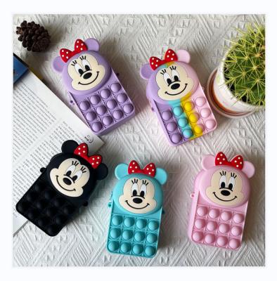 China 2021 YIWU ALLSHINE Kawaii Decompression Body Bags Kawaii Cartoon Cute Bubble Silicone Eco-friendly Square Mini Bag Cross Minnie Coin Purse Card Bag for sale