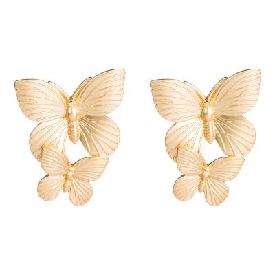 China CLASSIC Best Selling Fashion Retro Gold Color Metal Butterfly Earrings Female Stream Temperament Daily Decoration for sale